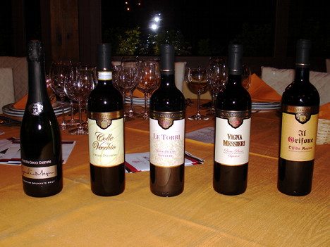 The five wines of Tenuta Cocci Grifoni tasted during the event