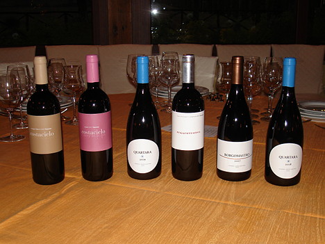 The six wines of Lunarossa tasted during the event