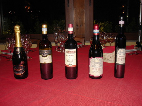 The five wines of Santa Sofia tasted during the event