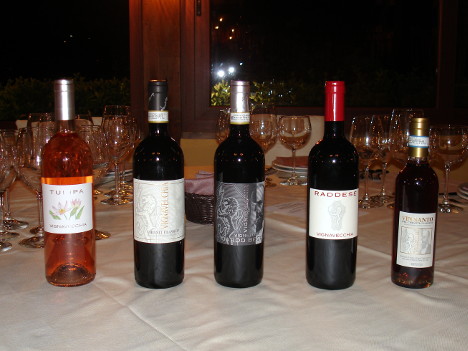 The five wines of Fattoria Vignavecchia tasted during the event