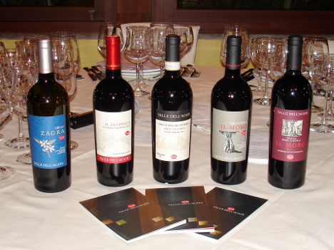 The five wines of Valle dell'Acate winery tasted during the event