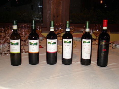 The six wines of Matteo Correggia tasted during the event