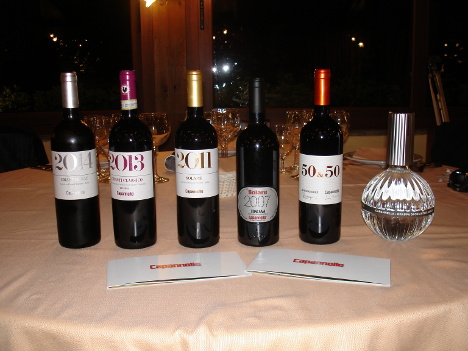 The five wines and grappa of Capannelle tasted in this event