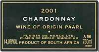 Chardonnay 2001, Plaisir de Merle (Sud Africa)