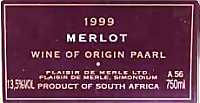 Merlot 1999, Plaisir de Merle (South Africa)