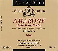 Amarone della Valpolicella Classico Le Bessole 2001, Accordini Igino (Italia)