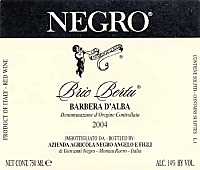 Barbera d'Alba Bric Bertu 2004, Angelo Negro (Italy)