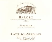 Barolo Massara 2003, Castello di Verduno (Italia)