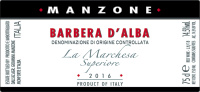 Barbera d'Alba Superiore La Marchesa 2016, Manzone Giovanni (Italia)