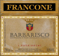 Barbaresco I Patriarchi 2018, Francone (Italy)